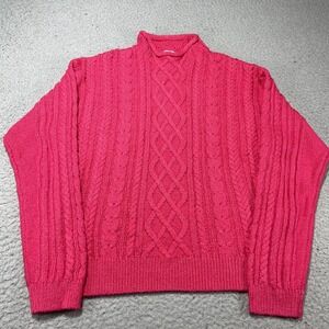 J.Crew Sweater Womens Medium Pink Cable Knit Mock Neck Pullover Stretch
